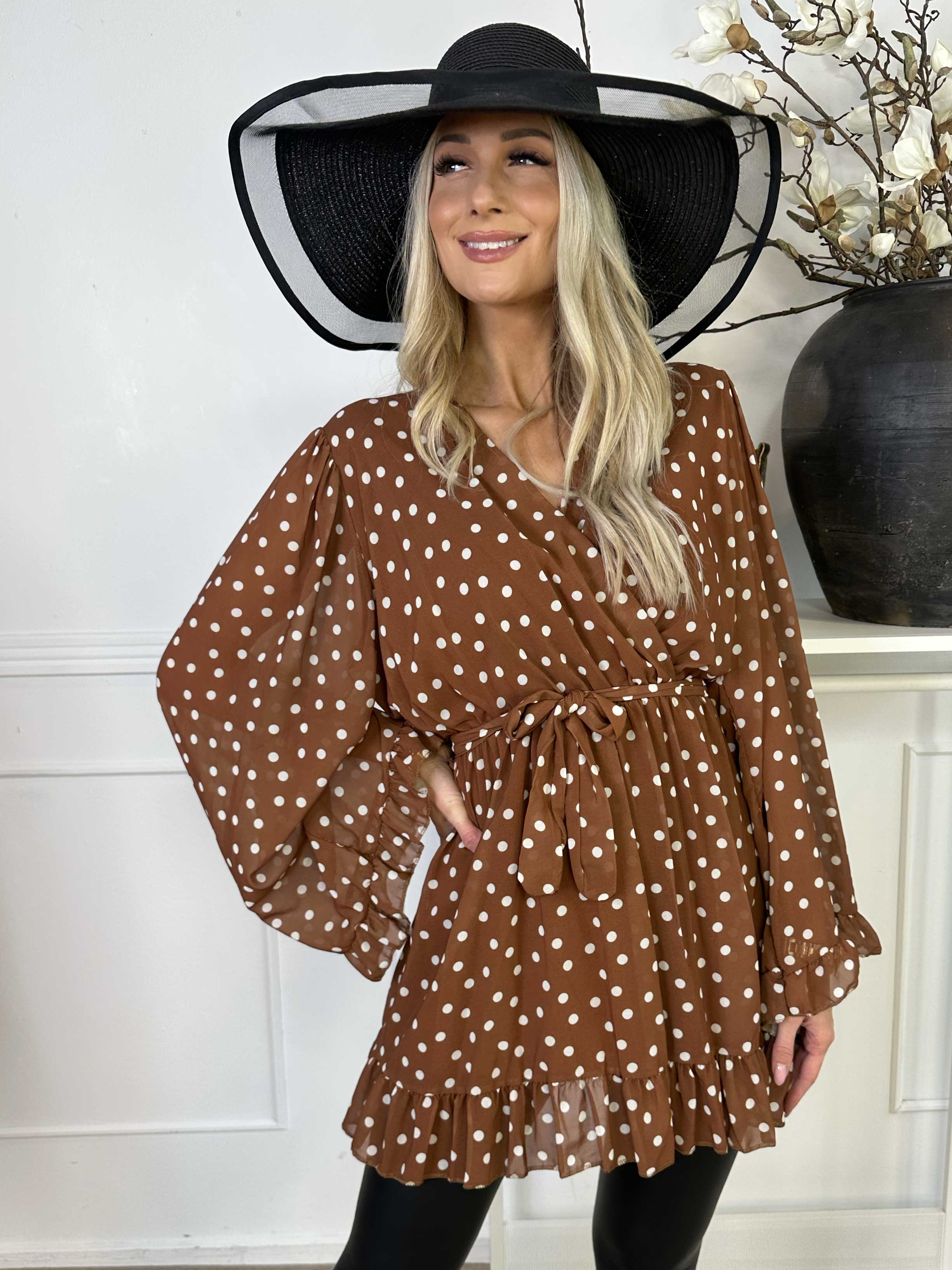 Adelina - Lang tunika i chiffon med flæser